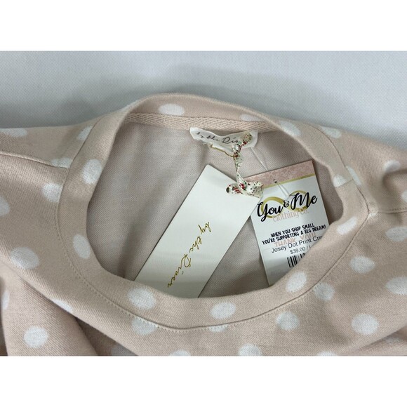 By The River Women Large Polka Dot Sweatshirt Cropped Faded Pink Casual NWT - Picture 6 of 9